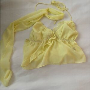Princess Polly Light Yellow Sheer Top